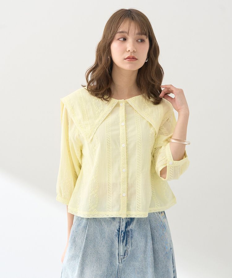 earth music&ecology「ビッグカラー刺繍ブラウス」|シャツ・ブラウス|