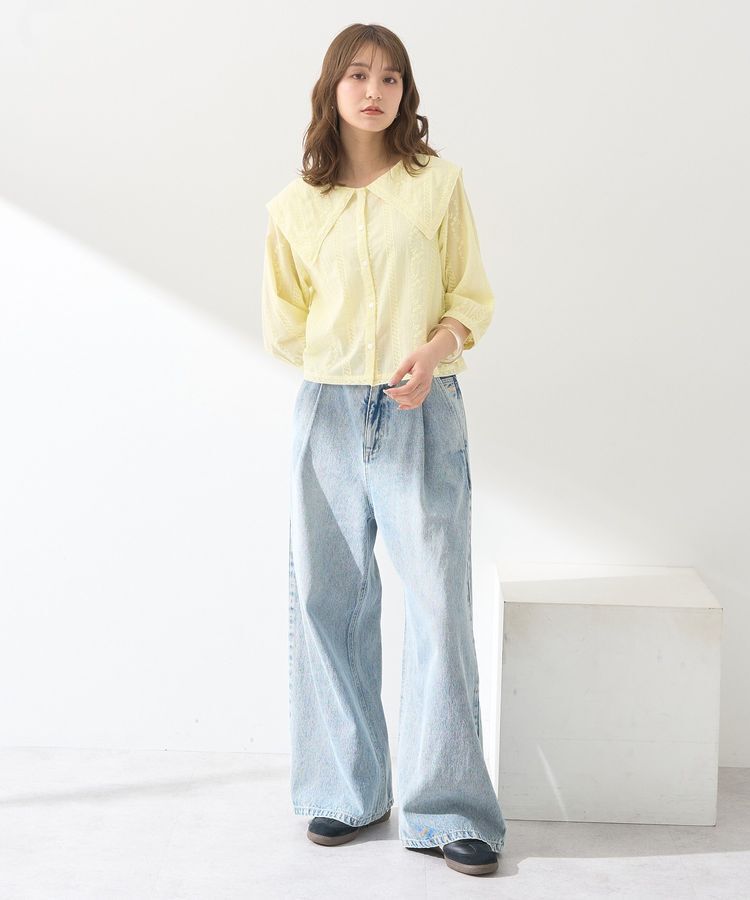 earth music&ecology「ビッグカラー刺繍ブラウス」|シャツ・ブラウス|