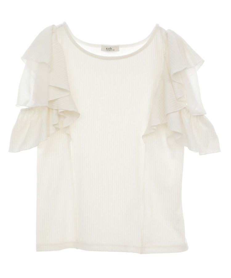 earth music&ecology「袖フリルデザインプルオーバー」|Tシャツ・カットソー|