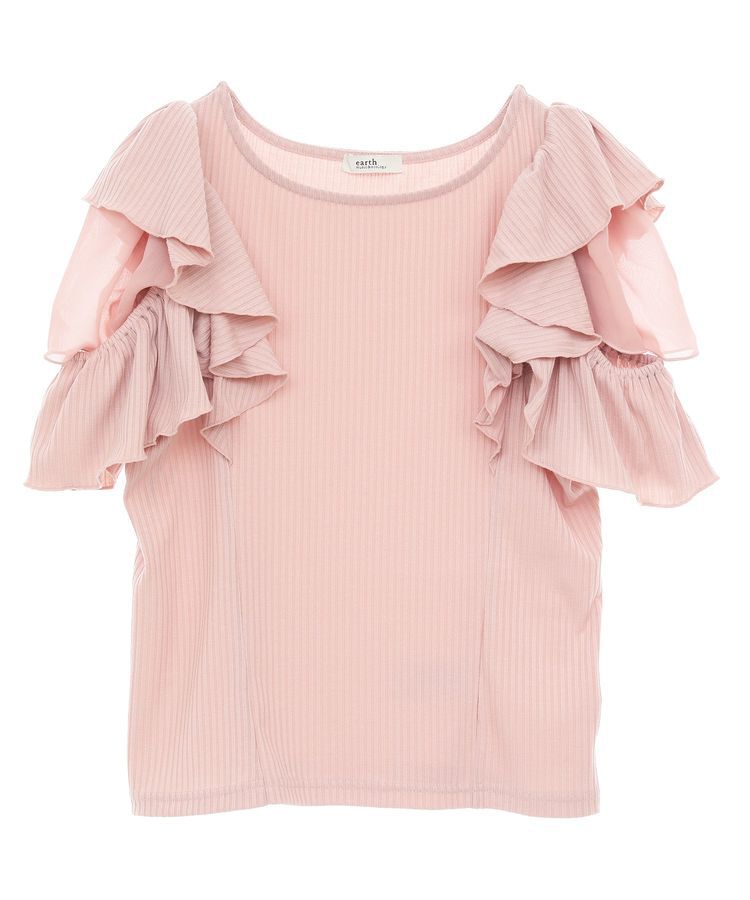 earth music&ecology「袖フリルデザインプルオーバー」|Tシャツ・カットソー|