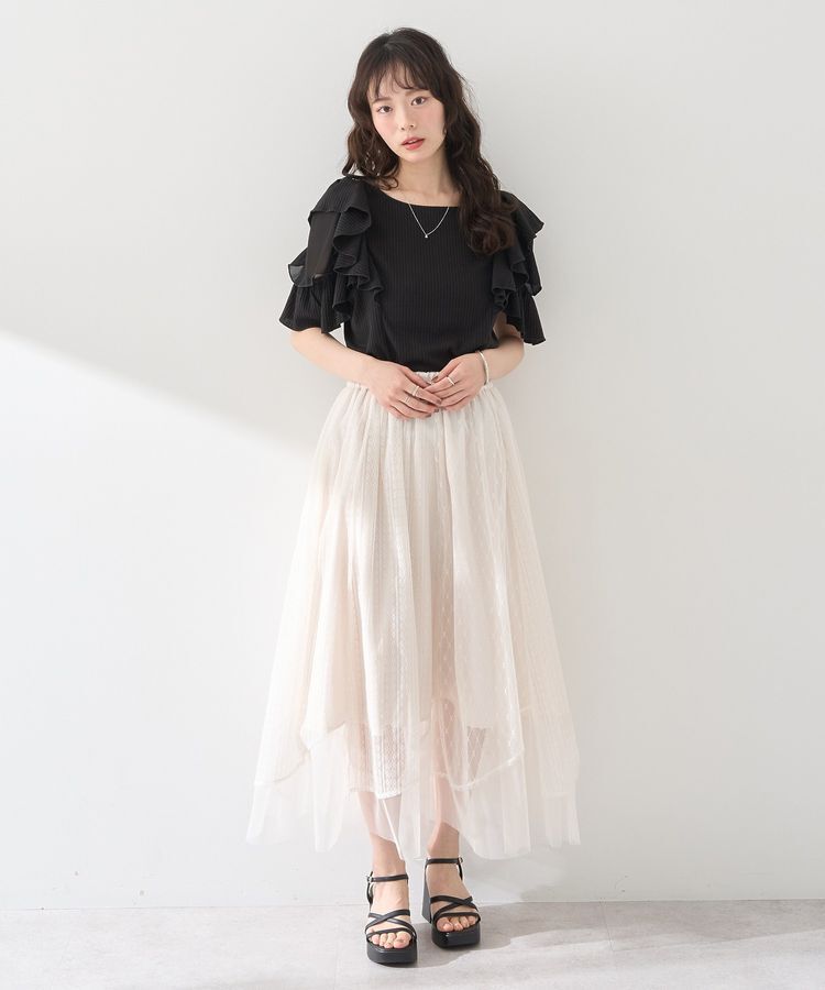 earth music&ecology「袖フリルデザインプルオーバー」|Tシャツ・カットソー|