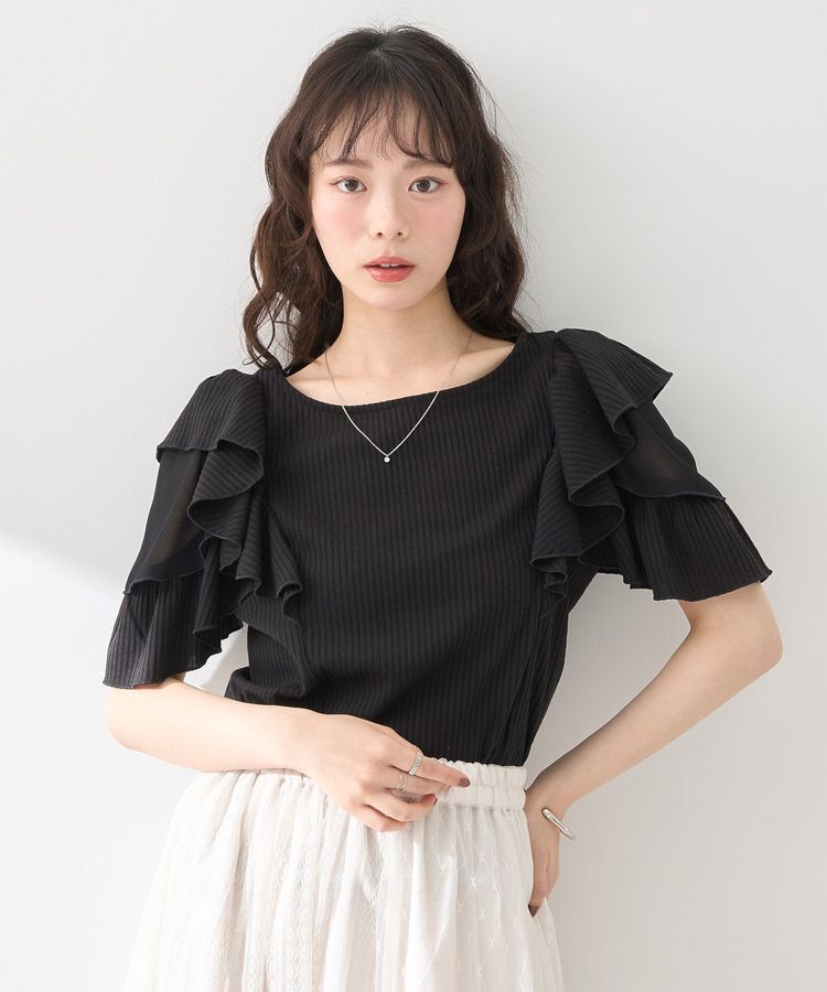 earth music&ecology「袖フリルデザインプルオーバー」|Tシャツ・カットソー|