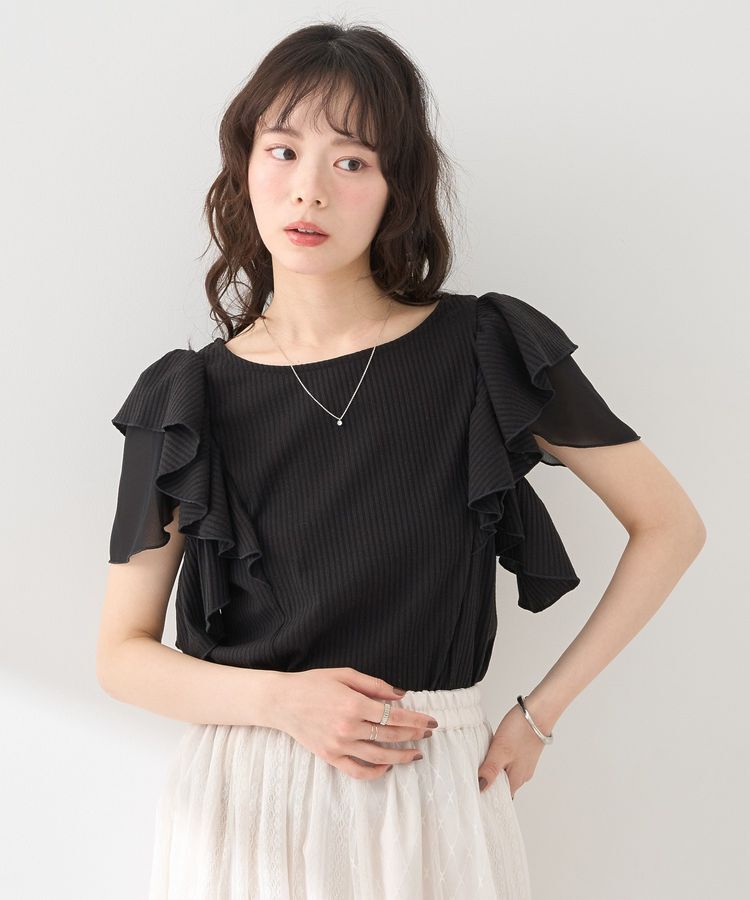 earth music&ecology「袖フリルデザインプルオーバー」|Tシャツ・カットソー|