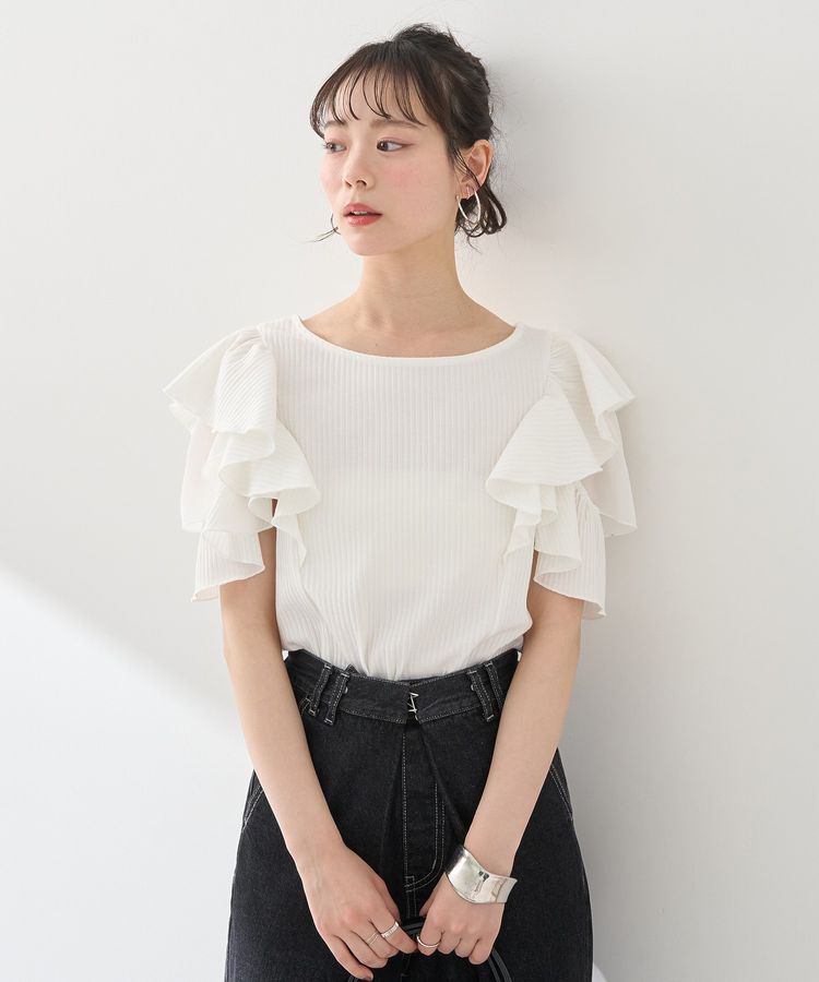 earth music&ecology「袖フリルデザインプルオーバー」|Tシャツ・カットソー|