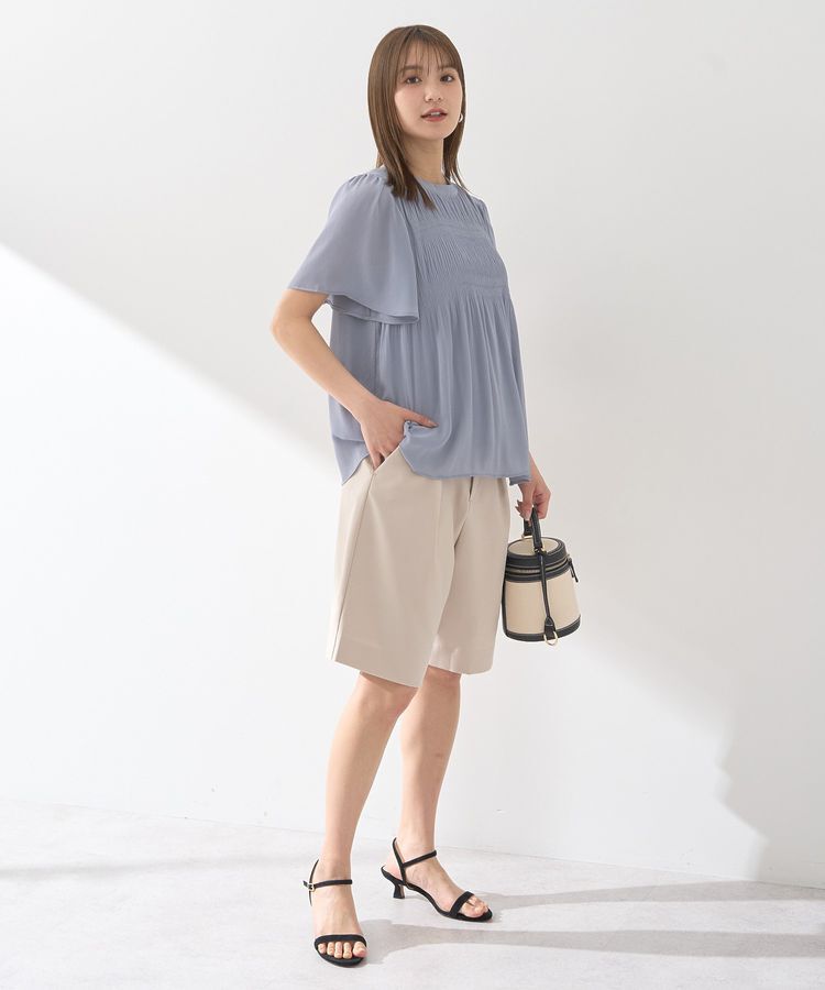 earth music&ecology「マジョリカプリーツ半袖ブラウス」|シャツ・ブラウス|