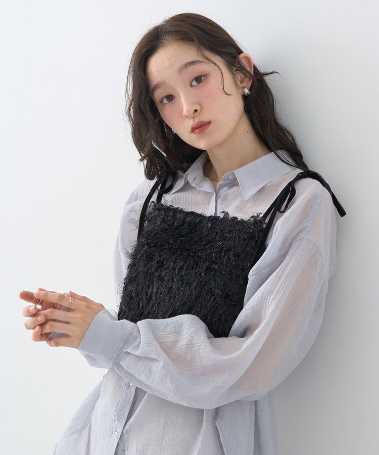 earth music&ecology「ラメミックスフェザービスチェ」|ベスト・ジレ|