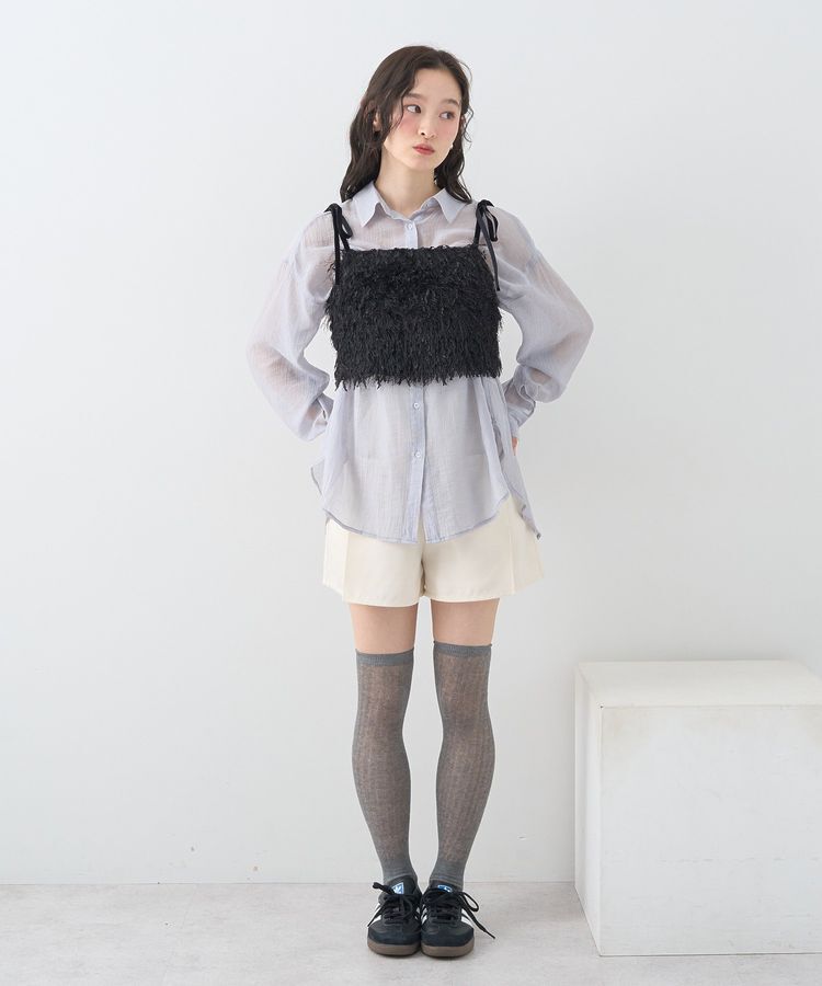 earth music&ecology「ラメミックスフェザービスチェ」|ベスト・ジレ|