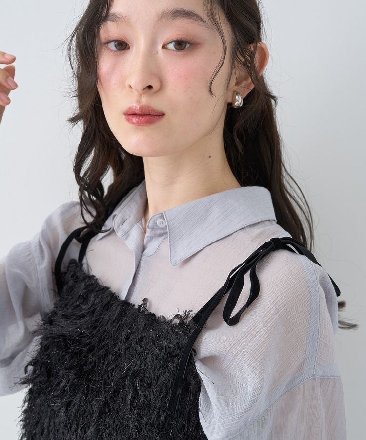 earth music&ecology「ラメミックスフェザービスチェ」|ベスト・ジレ|