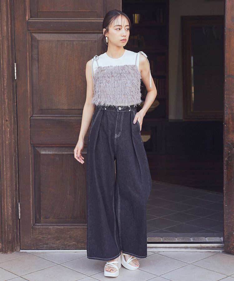 earth music&ecology「ラメミックスフェザービスチェ」|ベスト・ジレ|