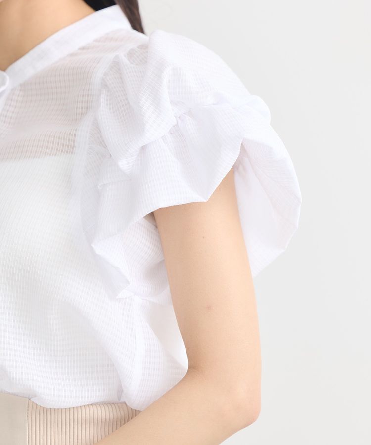 earth music&ecology「ミニチェックバルーンスリーブブラウス」|シャツ・ブラウス|