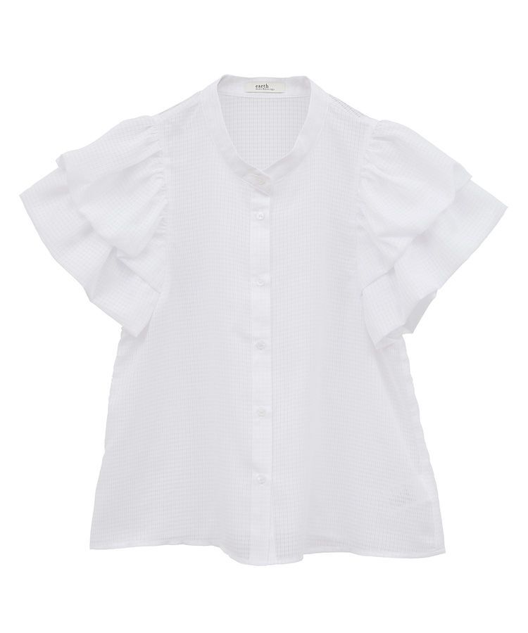 earth music&ecology「ミニチェックバルーンスリーブブラウス」|シャツ・ブラウス|