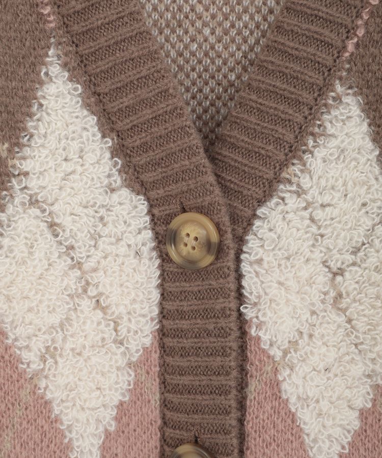 earth music&ecology「ループ編みアーガイルカーディガン」|カーディガン|