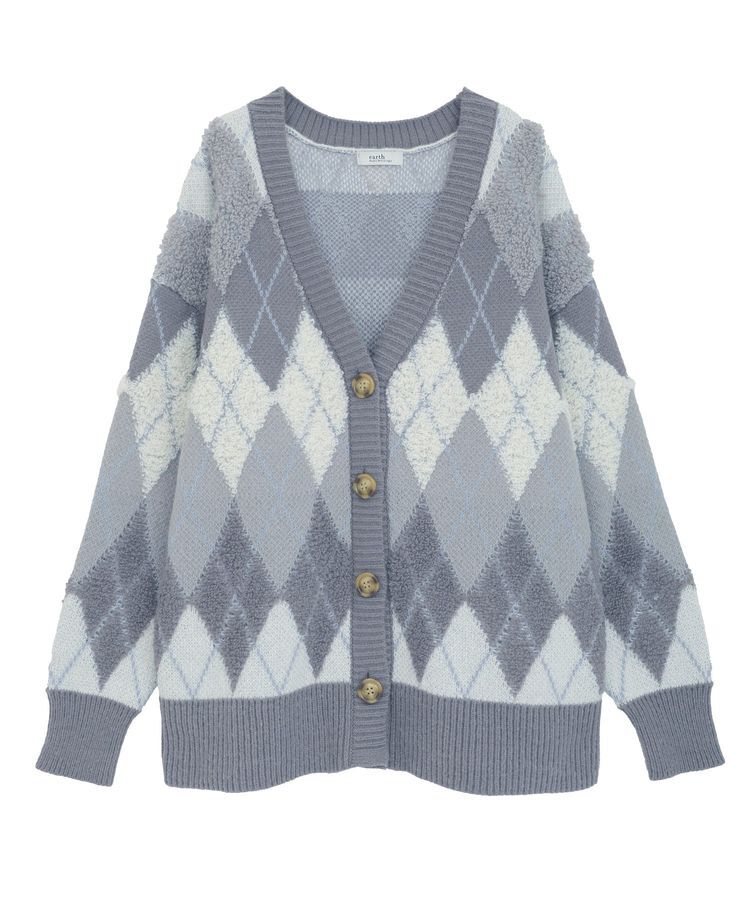 earth music&ecology「ループ編みアーガイルカーディガン」|カーディガン|