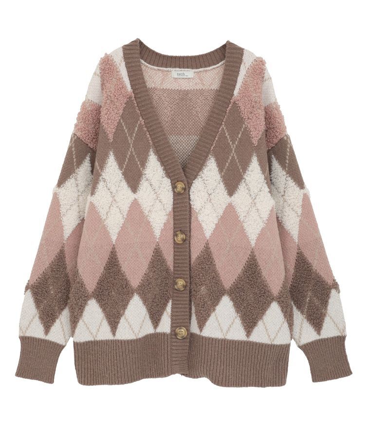 earth music&ecology「ループ編みアーガイルカーディガン」|カーディガン|