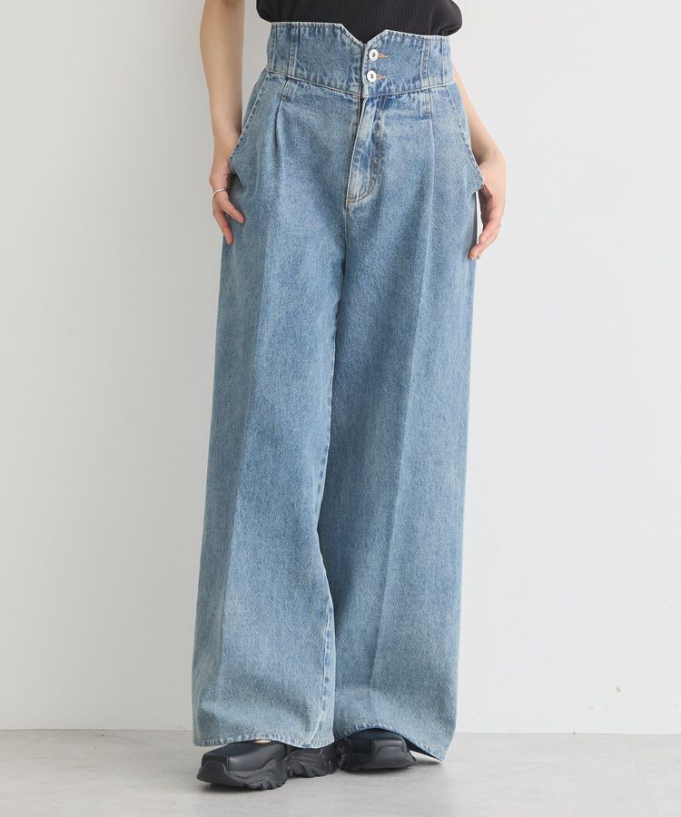 earth music&ecology「ハイウエストデニムパンツ」|デニム|Light indigo