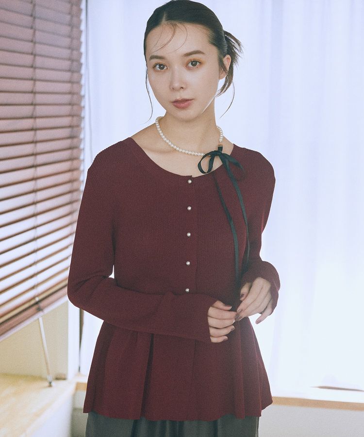 earth music&ecology「ペプラムニットカーディガン」|カーディガン|