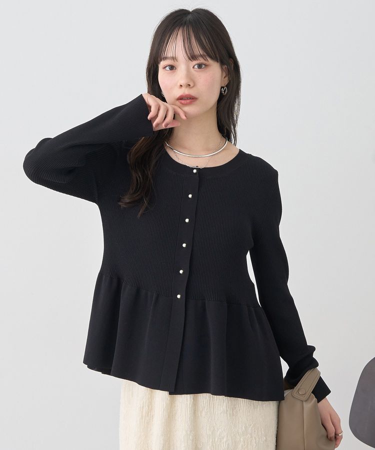 earth music&ecology「ペプラムニットカーディガン」|カーディガン|