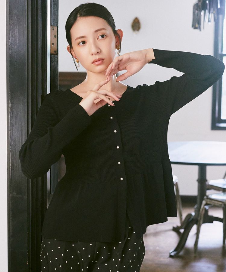 earth music&ecology「ペプラムニットカーディガン」|カーディガン|