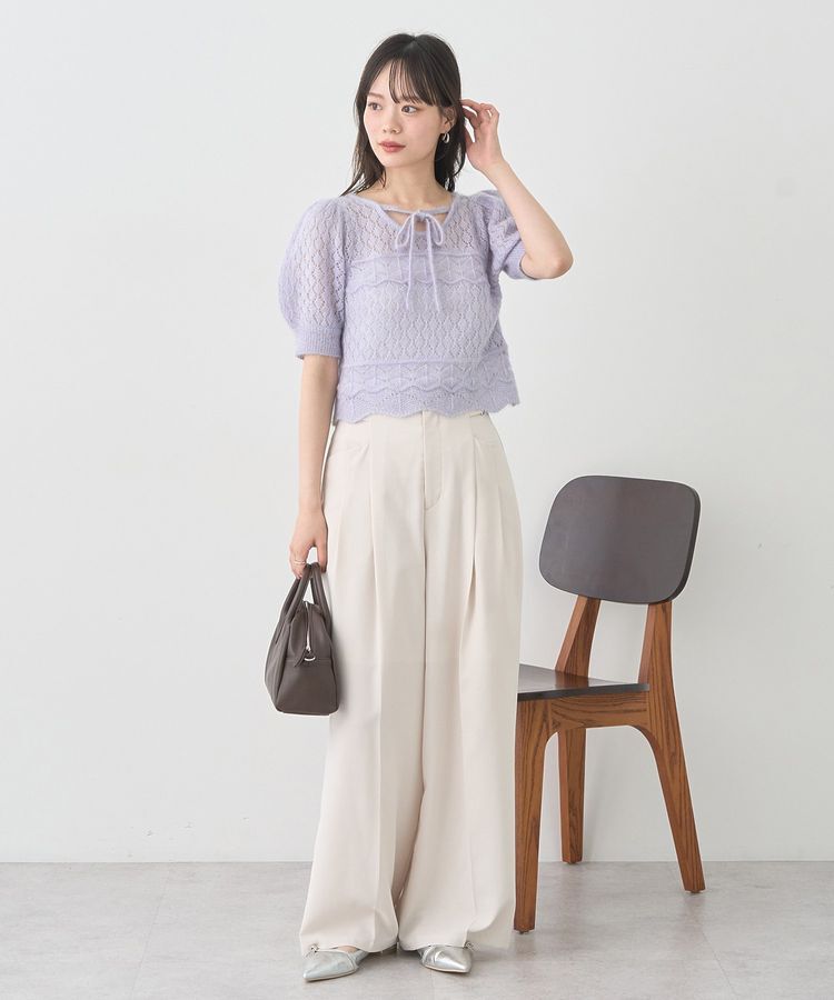 earth music&ecology「キャットヤーン透かし編みニットプルオーバー」|ニット・セーター|