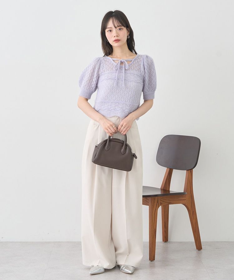 earth music&ecology「キャットヤーン透かし編みニットプルオーバー」|ニット・セーター|