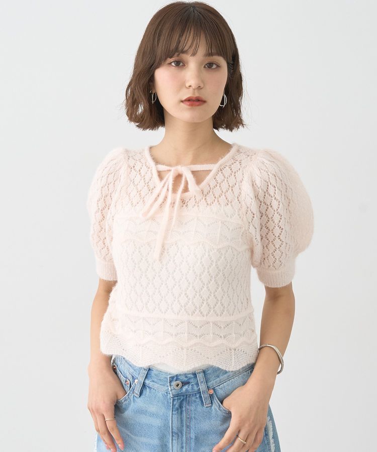 earth music&ecology「キャットヤーン透かし編みニットプルオーバー」|ニット・セーター|