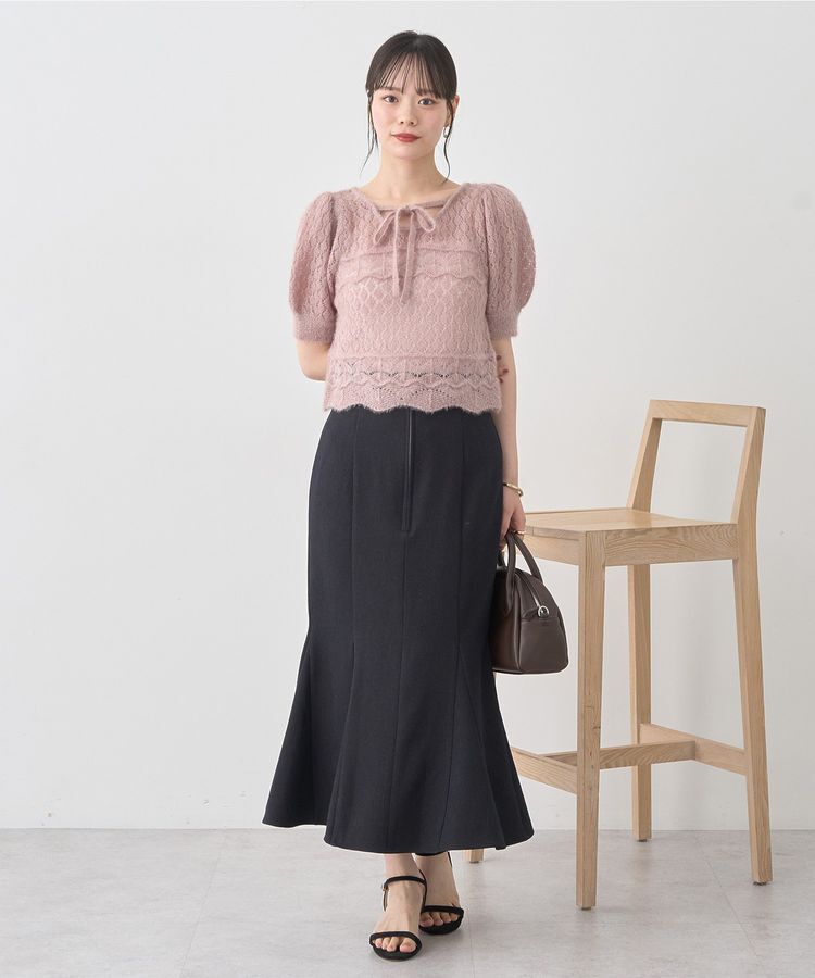 earth music&ecology「キャットヤーン透かし編みニットプルオーバー」|ニット・セーター|