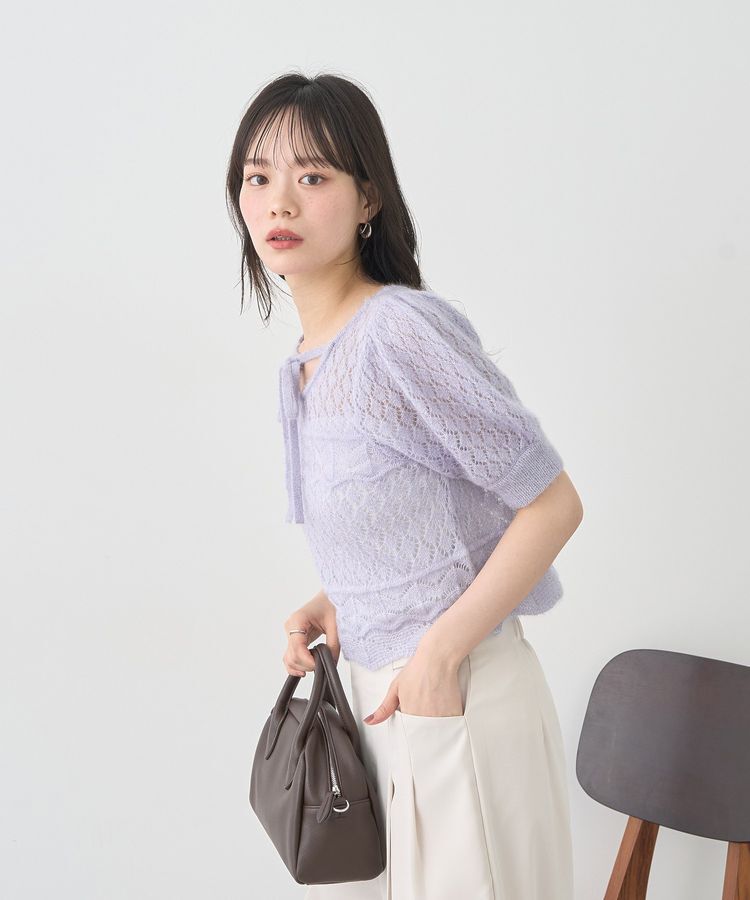 earth music&ecology「キャットヤーン透かし編みニットプルオーバー」|ニット・セーター|