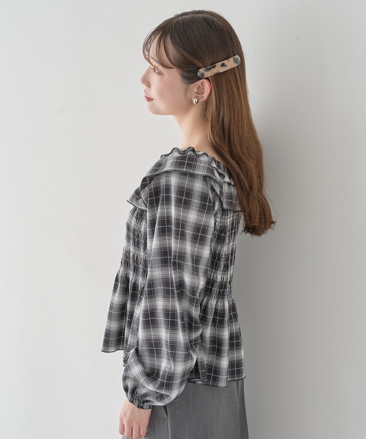 earth music&ecology「チェックシャーリングブラウス」|シャツ・ブラウス|