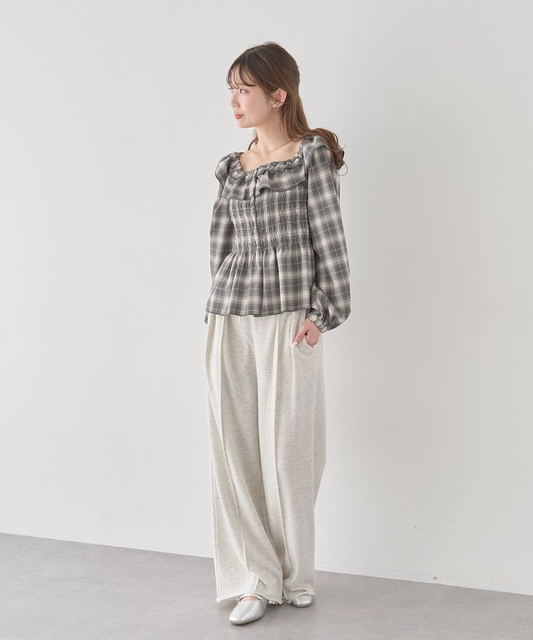 earth music&ecology「チェックシャーリングブラウス」|シャツ・ブラウス|