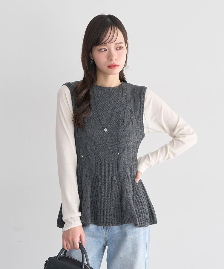 earth music&ecology「フレアニットベスト」|ベスト・ジレ|