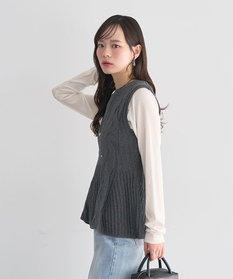 earth music&ecology「フレアニットベスト」|ベスト・ジレ|