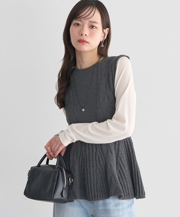 earth music&ecology「フレアニットベスト」|ベスト・ジレ|Dark Gray