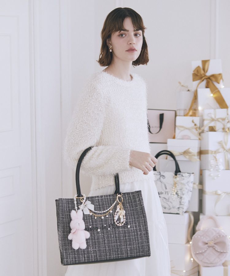 Maison de FLEUR「ビジューツイードスクエアトートバッグ」|ハンドバッグ|