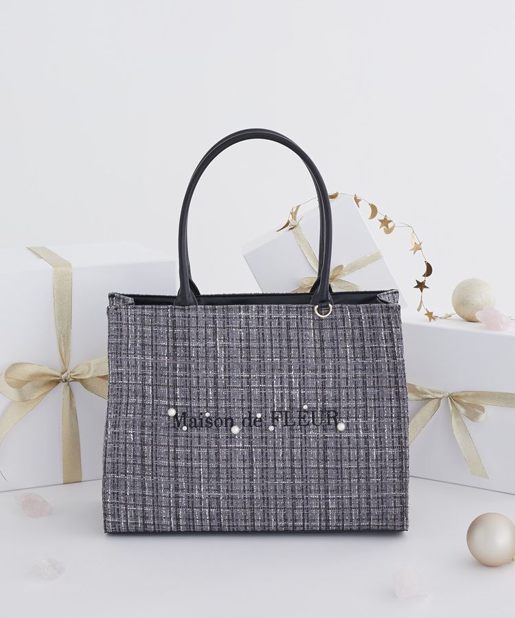 Maison de FLEUR「ビジューツイードスクエアトートバッグ」|ハンドバッグ|