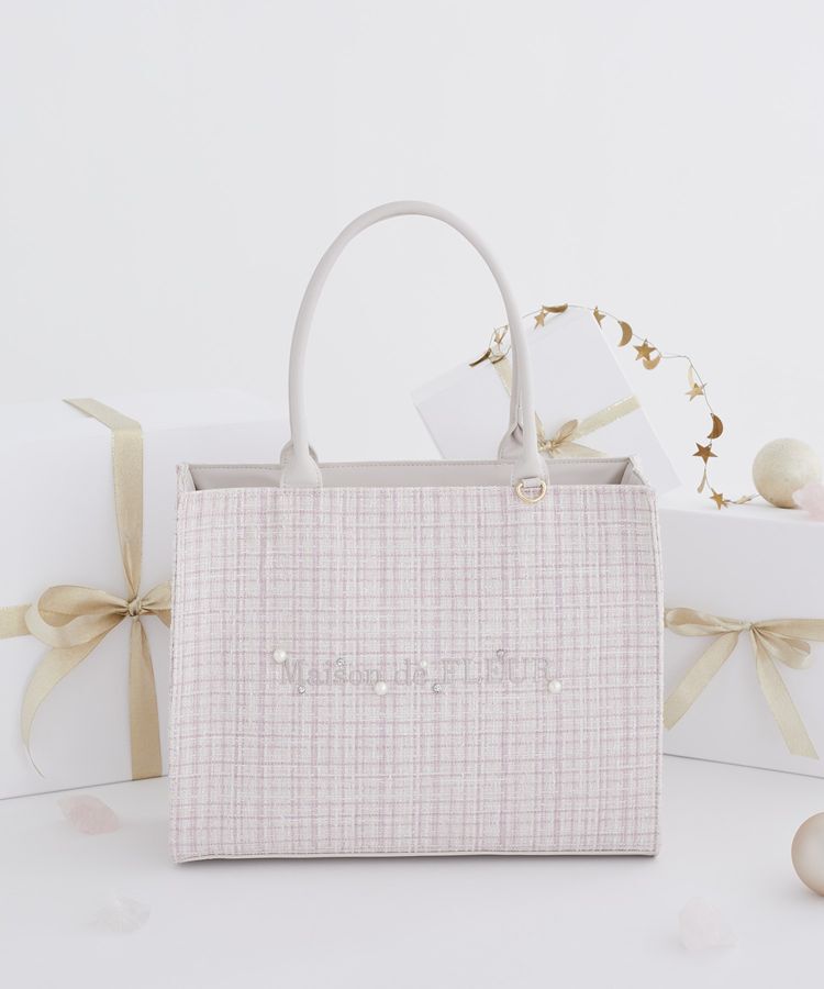 Maison de FLEUR「ビジューツイードスクエアトートバッグ」|ハンドバッグ|