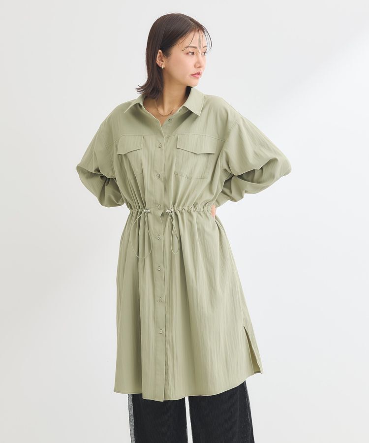 Green Parks「ミディ丈ミリタリーシャツワンピース」|ワンピース|