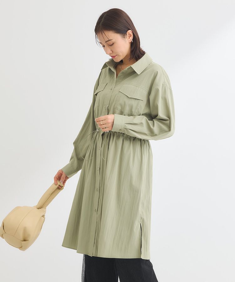 Green Parks「ミディ丈ミリタリーシャツワンピース」|ワンピース|