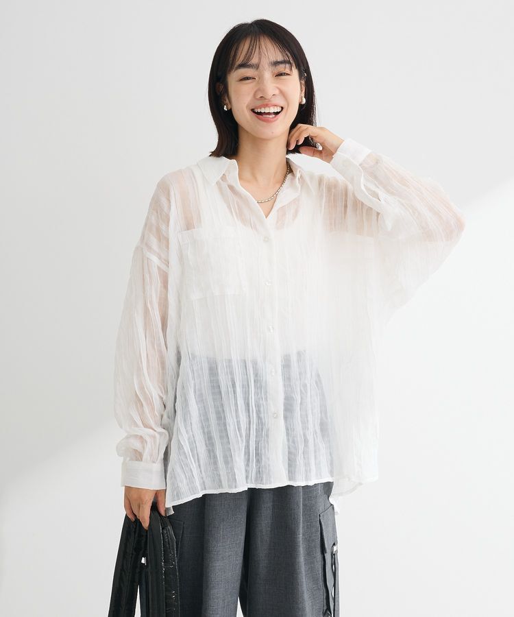Green Parks「シアーワッシャーロングスリーブシャツ」|シャツ・ブラウス|Off White