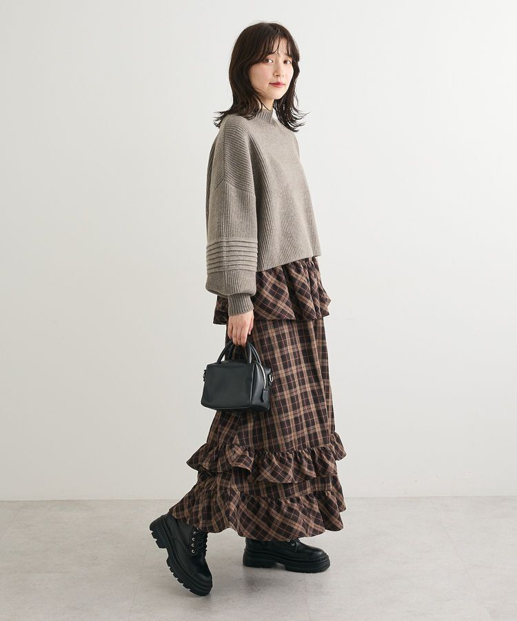 Green Parks「■ESCAR チェックペプラムフレアスカート」|フレア|