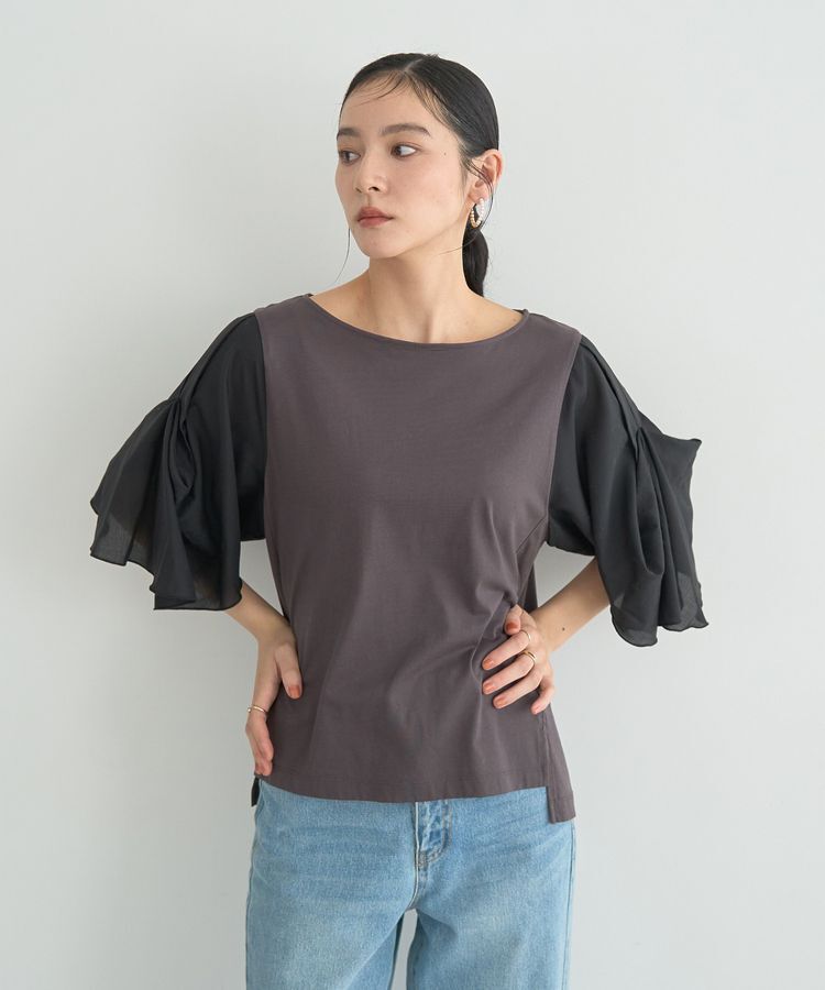 YECCA VECCA「シアースリーブカットソー」|Tシャツ・カットソー|