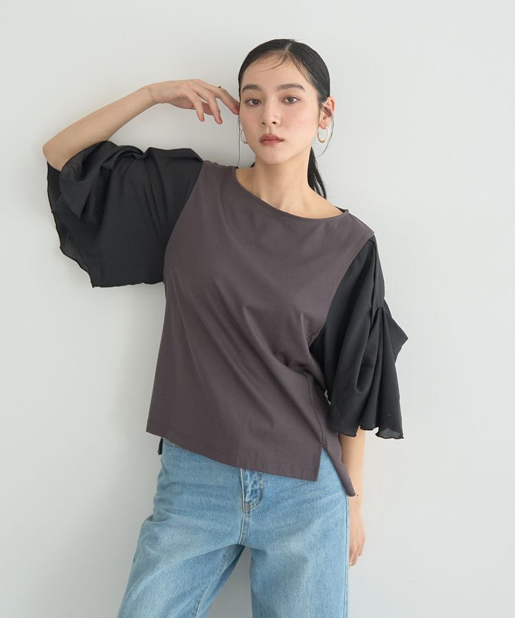 YECCA VECCA「シアースリーブカットソー」|Tシャツ・カットソー|