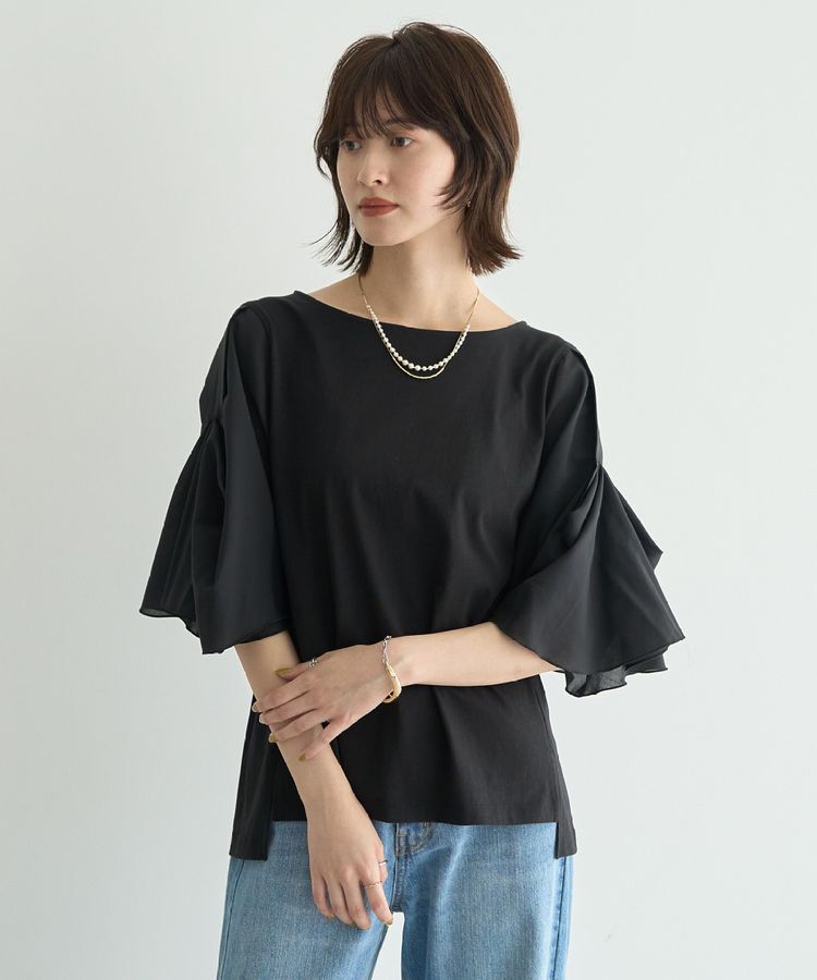 YECCA VECCA「シアースリーブカットソー」|Tシャツ・カットソー|Black