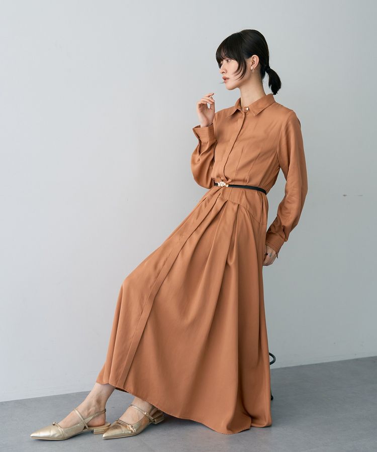 YECCA VECCA「タックデザインシャツワンピース」|ワンピース|