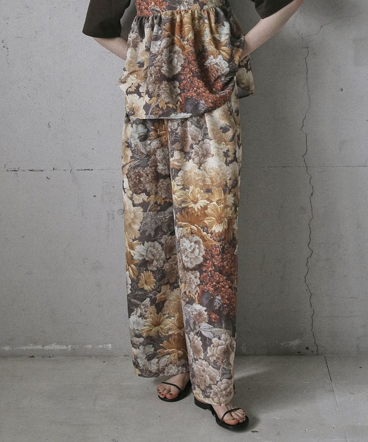 GARAGE OF GOOD CLOTHING「【日本製】ダークフラワープリントドロストワイドパンツ」|その他|
