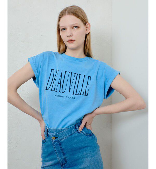 allureville「ピグメントダイターンバックスリーブ Tシャツ」|Tシャツ・カットソー|ブルー