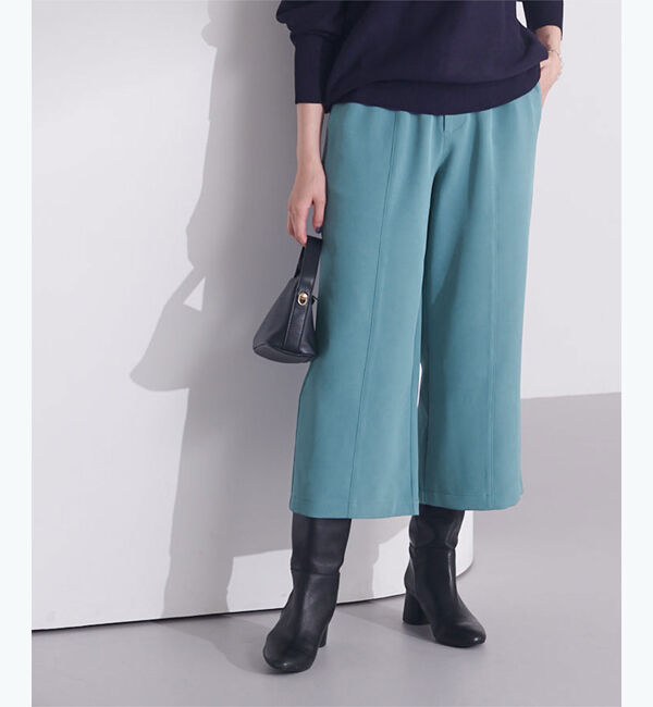 ur's「センターピンタッククロップドワイドパンツ」|スラックス|ダークブルー