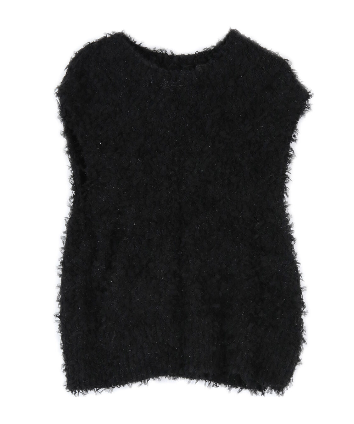 titivate「チュールフェザーニットベスト」|ニット・セーター|ブラック