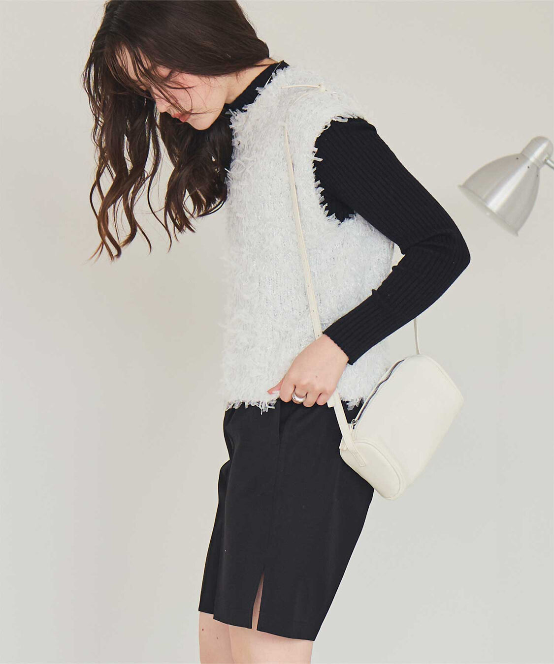 titivate「チュールフェザーニットベスト」|ニット・セーター|