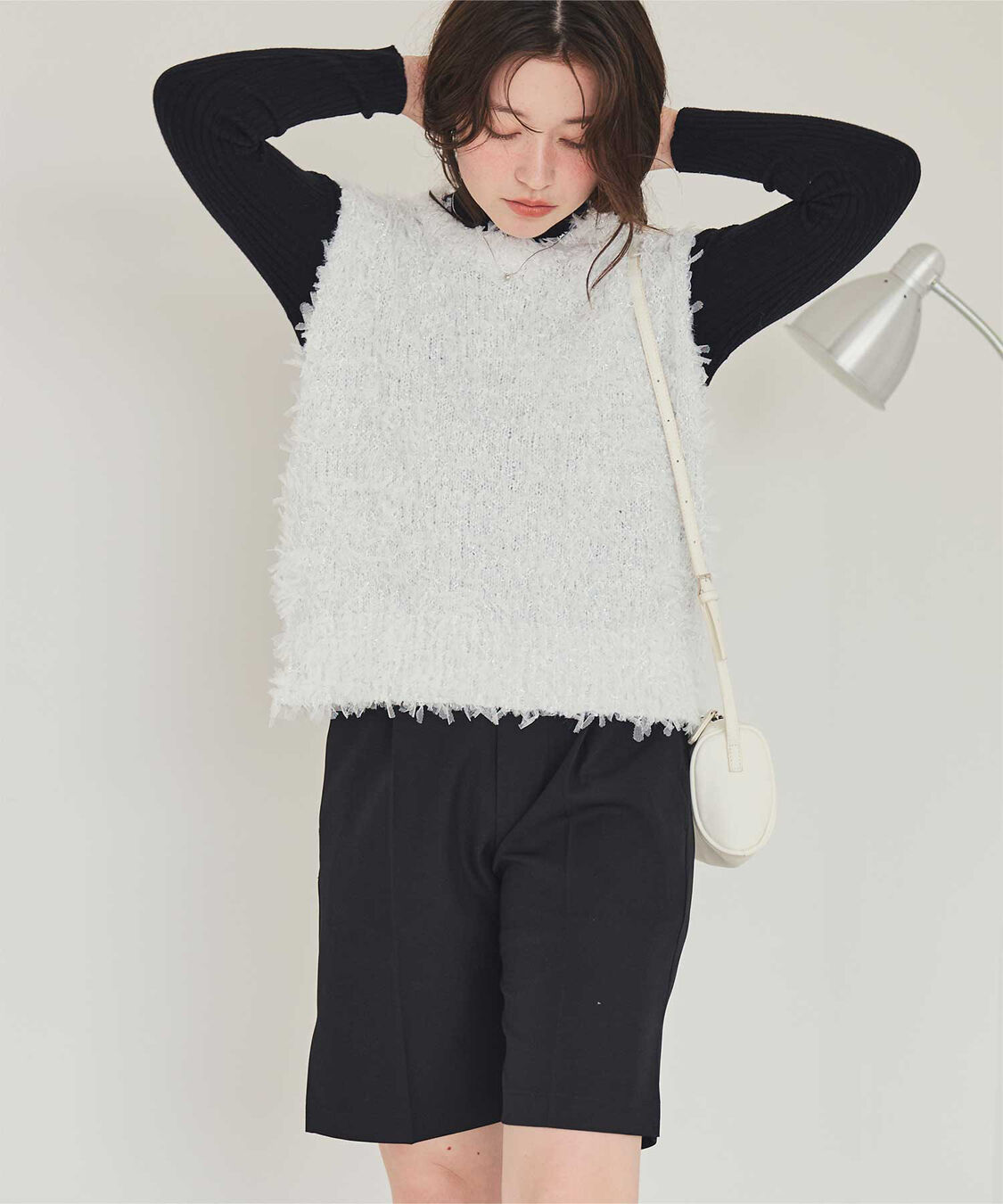 titivate「チュールフェザーニットベスト」|ニット・セーター|