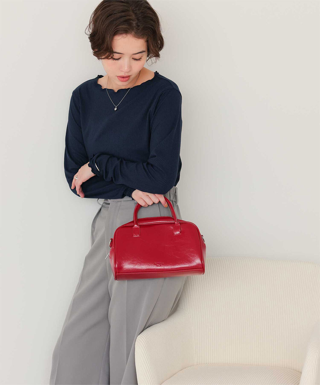 titivate「リブカットソーメローデザイントップス」|Tシャツ・カットソー|